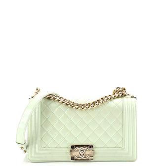 Chanel Boy Flap Bag Quilted Iridescent Glazed Calfskin Old Medium