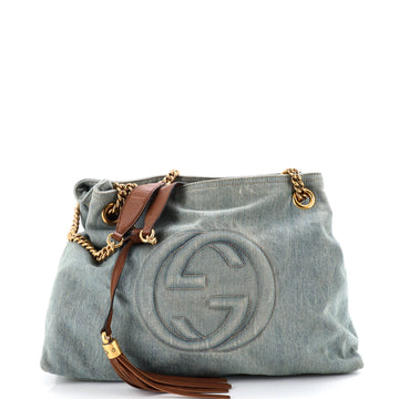 Gucci Soho Chain Strap Shoulder Bag Denim Medium