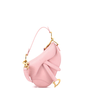 Christian Dior Saddle Handbag with Strap Leather Mini