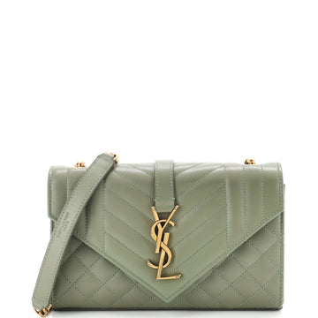 Saint Laurent Classic Monogram Envelope Satchel Mixed Matelasse Leather Small