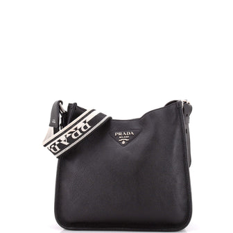 Prada Logo Strap Hobo Leather Medium