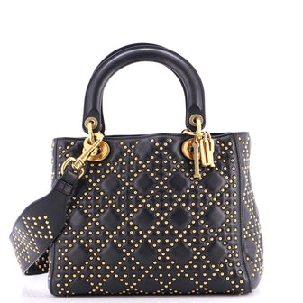Christian Dior Supple Lady Dior Bag Cannage Studded Lambskin Medium