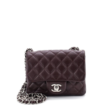 Chanel Square Classic Single Flap Bag Quilted Caviar Mini