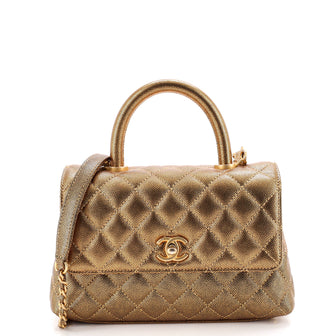 Chanel Coco Top Handle Bag Quilted Caviar Mini