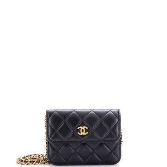 Chanel Pearl Crush Flap Clutch with Chain Quilted Lambskin Mini