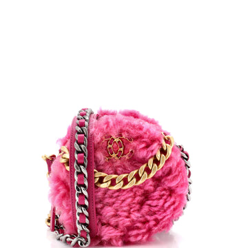 Chanel 19 Round Clutch with Chain Quilted Shearling