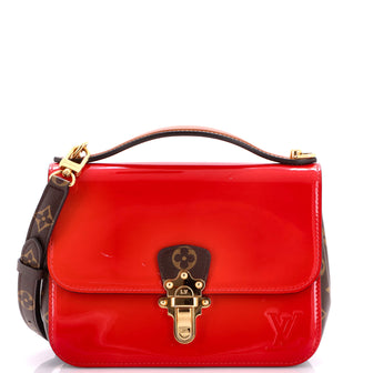 Louis Vuitton Cherrywood Handbag Vernis with Monogram Canvas BB