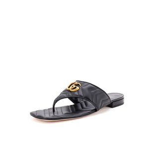 Gucci Women's Marmont Thong Flat Sandals Matelasse Leather