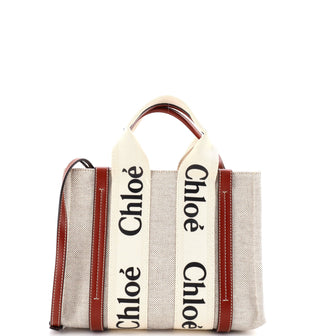 Chloe Woody Convertible Tote Canvas with Leather Small