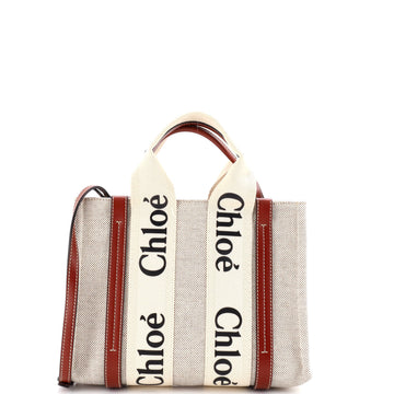 Chloe Woody Convertible Tote Canvas with Leather Small