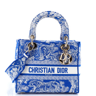 Christian Dior Lady D-Lite Bag Embroidered Canvas Medium