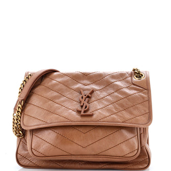 Saint Laurent Niki Chain Flap Bag Matelasse Chevron Leather Medium