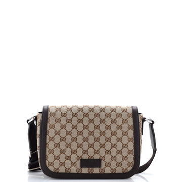 Gucci Flap Messenger Bag GG Canvas Small