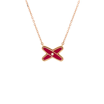 Chaumet Jeux de Liens Pendant Necklace 18K Rose Gold with Diamond and Lacquer