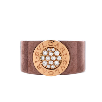 Bvlgari Cigar Band Ring 18k Rose Gold and Metal with Diamonds