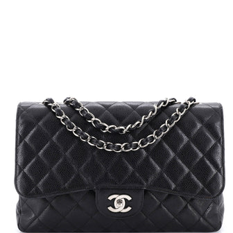 Chanel Classic Single Flap Bag Quilted Caviar Jumbo
