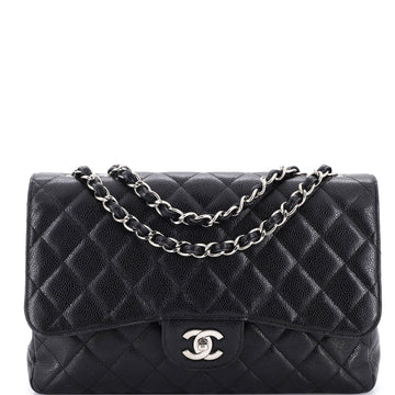 Chanel Classic Single Flap Bag Quilted Caviar Jumbo