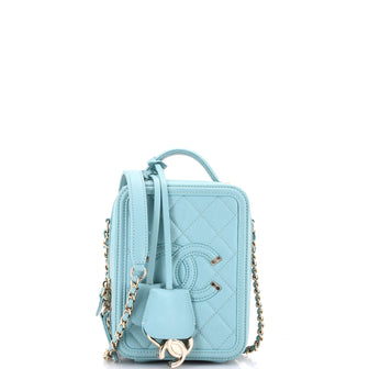 Chanel Filigree Vertical Vanity Case Quilted Caviar