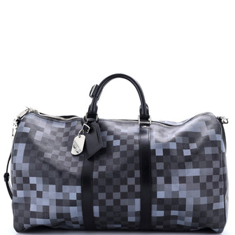 Louis Vuitton Keepall Bandouliere Bag Limited Edition Damier Graphite Pixel 50