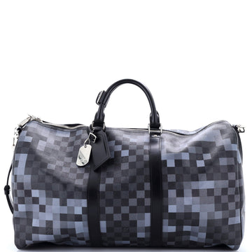 Louis Vuitton Keepall Bandouliere Bag Limited Edition Damier Graphite Pixel 50
