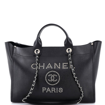 Chanel Deauville Tote Studded Caviar Medium
