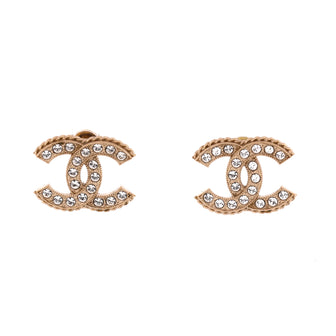 Chanel CC Stud Earrings Metal with Crystals