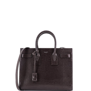 Saint Laurent Sac de Jour NM Bag Crocodile Embossed Leather Small