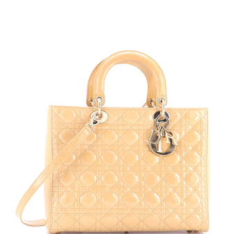 Christian Dior Lady Dior Bag Cannage Quilt Patent Large