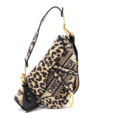 Christian Dior Saddle Handbag Mizza Embroidered Canvas Medium