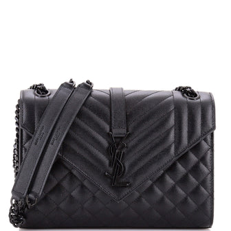 Saint Laurent Classic Monogram Envelope Satchel Mixed Matelasse Leather Medium