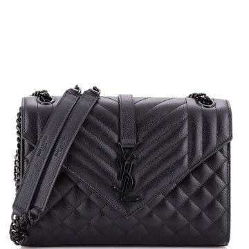 Saint Laurent Classic Monogram Envelope Satchel Mixed Matelasse Leather Medium