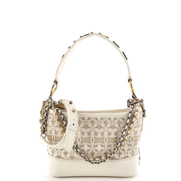 Chanel Gabrielle Hobo with Logo Handle Laser Cut Calfskin and Wool Felt Small