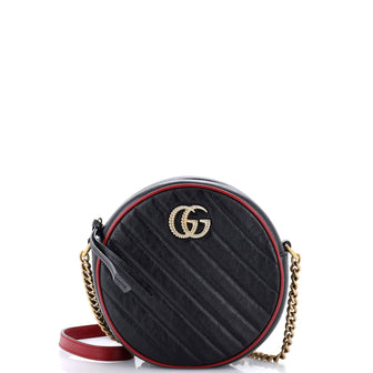 Gucci GG Marmont Round Shoulder Bag Diagonal Quilted Leather Mini