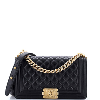 Chanel Boy Flap Bag Quilted Lambskin Old Medium