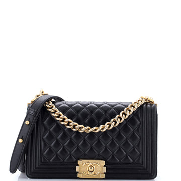 Chanel Boy Flap Bag Quilted Lambskin Old Medium