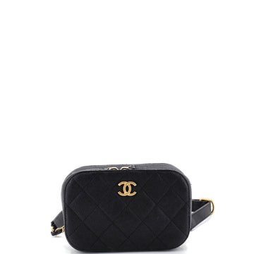 Chanel Chain Melody Camera Bag Quilted Caviar Small