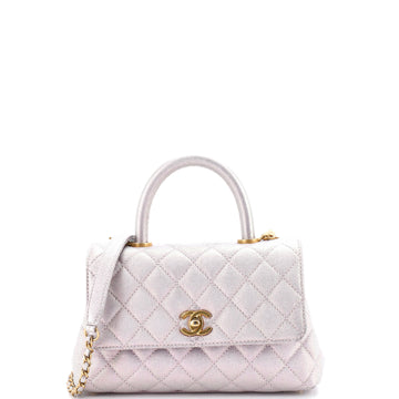 Chanel Coco Top Handle Bag Quilted Iridescent Caviar Mini