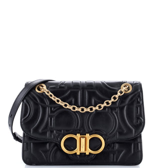 Salvatore Ferragamo Gancini Turnlock Flap Bag Gancini Quilted Leather Medium