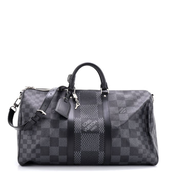 Louis Vuitton Keepall Bandouliere Bag Limited Edition Damier Graphite 3D 50