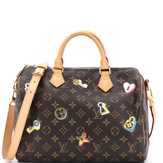 Louis Vuitton Speedy Bandouliere Bag Limited Edition Love Lock Monogram Canvas 30