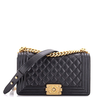 Chanel Boy Flap Bag Quilted Caviar Old Medium