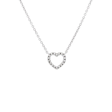 Tiffany & Co. Metro Open Heart Pendant Necklace 18K White Gold and Diamonds Mini