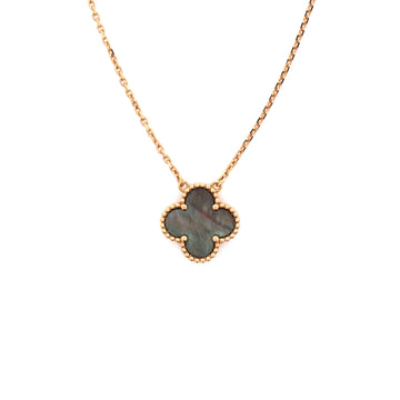 Van Cleef & Arpels Vintage Alhambra Pendant Necklace 18K Rose Gold and Grey Mother of Pearl