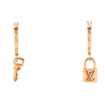 Louis Vuitton Lockit Hoop Earrings 18K Rose Gold