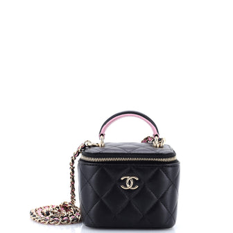 Chanel Classic Top Handle Vanity Case with Chain Quilted Lambskin Mini