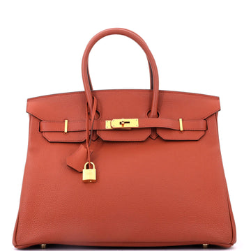 Hermes Birkin Handbag Brown Togo with Gold Hardware 35