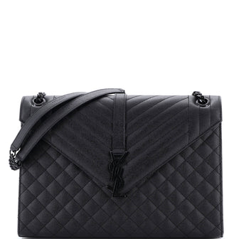 Saint Laurent Classic Monogram Envelope Satchel Mixed Matelasse Leather Large
