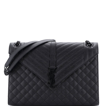 Saint Laurent Classic Monogram Envelope Satchel Mixed Matelasse Leather Large
