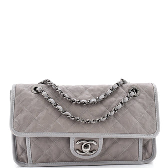 Chanel French Riviera Flap Bag Quilted Caviar Medium
