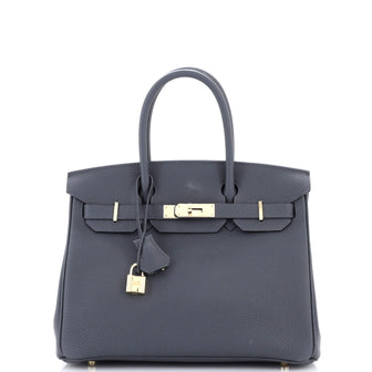 Hermes Birkin Handbag Grey Togo with Permabrass Hardware 30